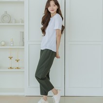 업스케일 여성용 WOVEN 편한 밴딩 팬츠