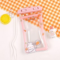 태드로마켓 귀여운 캐릭터 스마트폰 줄 투명 방수 케이스, 당근래빗