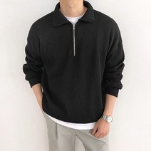 맨타임 남성용 JKR 골지 반집업 카라 니트