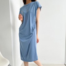 라라온 매링 캡소매 핀턱라인 라운드넥 원피스
