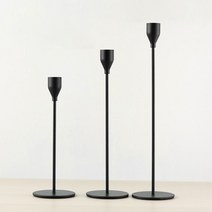데코트리 스탠드 메탈 인테리어 촛대 3종세트, 블랙