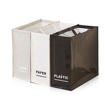 리본제이 양면 디자인 가정용 재활용 3단 분리수거함 M, 혼합색상, 1개
