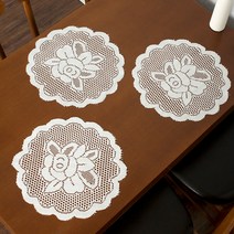 프렌치 레이스 꽃송이 테이블 러너 5p, 아이보리, 40 x 40 cm