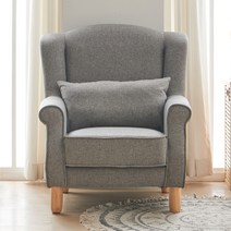 보니애가구 에이미 1인용 윙체어 + 빅쿠션 방문설치, 그레이