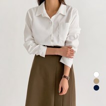 바블링브룩 여성용 아웃 기모 피치 세미 크롭 셔츠