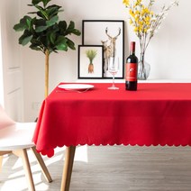 알럽홈 맞춤형 스퀘어 레이스 포인트 레스토랑 식탁보, 레드, 180 x 180 cm