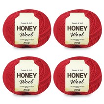 니뜨 허니울 뜨개실 30g x 4p, 레드, 4개