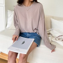 디어로라 여성용 오버핏 헤리 긴팔티