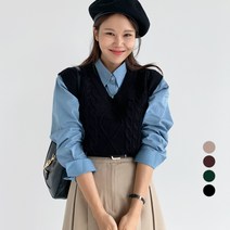 바블링브룩 여성용 루즈핏 트임 피셔 니트 조끼