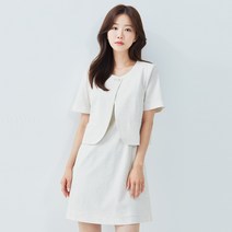 로엠 여성용 린넨라이크 라운드넥 자켓