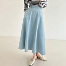 슈가펀 쿠베리 밴딩 롱 데님 스커트