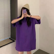 여자 무지개 컬러 기본 심플 베이직 무지 박시 반팔티