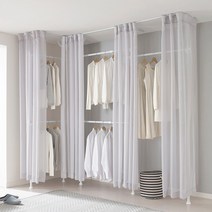 국민튼튼 이지온 커튼행거 집꾸미기 먼지차단 코너형 드레스룸 5단 EO-S515C 행거, 화이트(좌코너)