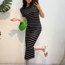 이엘이엘 / !!3컬러!! (패드) 골지 단가라 롱원피스