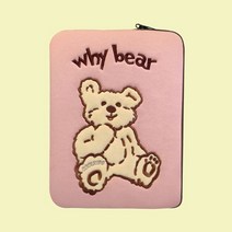[천삼백케이] [쿨키즈타운] WHY BEAR classic laptop pouch-Pink(13inch), 단품