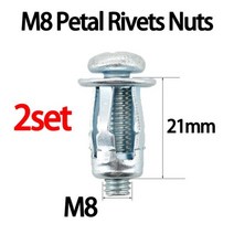 차량용 나사용 확장 클램프 꽃잎 리벳 잠금 잭 너트 볼트 중공 벽 철 고정 번호판 M4 M5 M6 M8, 6.M8x21 2set