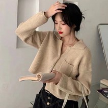 싱글 포켓 크롭 니트 가디건 골지가디건 크롭가디건 큐티 여성가디건 숏가디건 봄가을