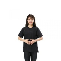 강아지 반려견 미용 카페 앞치마 가운 미용샵 털깎이 샵창업, L, 반팔 싱글 탑 블랭크