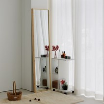 400 원목 슬림 전신거울 이동식 협탁 화장대 세트 SH1743-wood, 원목_1743
