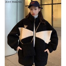 JUST FEEL!NG 후리스 루즈핏 집업 뽀글이 여성점퍼 빅사이즈 자켓 겨울 점퍼