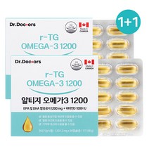 닥터닥터스 알티지 r-TG 오메가3 1200mg 고함량 멸치어유 캐나다산 1+1 총6개월분 혈행개선 90캡슐 x 2, 오메가3 1+1