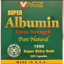 바이탈 수퍼 알부민 엑스트라 강도 퓨어 내츄럴 1 500mg 200 캡슐 슈퍼 엑스트라 골드, 1병, 200 소프트젤, 200정