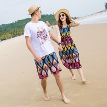여름 휴가철 패밀리룩 바캉스룩 3 4인가족 커플패션 해변가 비치웨어 모자 모녀 커플룩 비치웨어