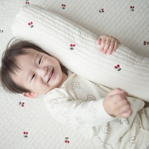 불로홈 자수 유아 아기 100수 고밀도 죽부인 바디필로우 원형 롱 쿠션 베개 커버 면 줄누빔, 3.체리[죽부인]