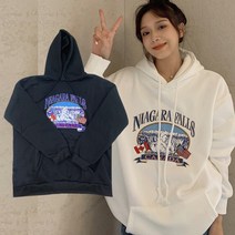 주디앤 여성 나이아가라 겨울 기모 오버핏 긴팔 맨투맨 후드티