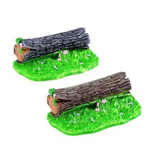 피에스메이드 통나무벤치의자 나무벤치의자 화분데코 테라리움 꾸미기 화분장식소품 미니어처, 흑회색잔디통나무의자