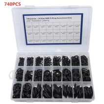 소형 미니 에어 콤프레샤 범용 자동차 에어컨 HNBR O 링 자동 수리 도구 압축기 고무 실란트 740/1200Pcs24Sizes 액세서리, GJ40-740PCS