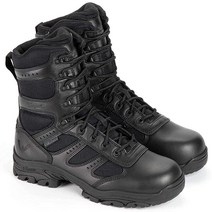 Thorogood Deuce 20.3cm8인치 방수 사이드 지퍼 블랙 전술 부츠 합성 안전 발가락 풀 그레인 가죽 미끄럼 방지 밑창 BBP 등급 295mm11.5 XW US, 12 X-Wide, Black