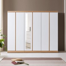 솜씨방 로즈키높이 2400 장롱세트 (이불장 + 옷장 + 윗선반옷장), 02_로즈키높이 이불장+거울 옷장+윗선반옷장, 내추럴화이트