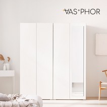 바스포르 스탠다드 터치 빅수납 1600set (긴옷장이불장+전신거울 옷장), 긴옷장+거울장 우드내추럴