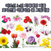 어르신 노인 치매예방퍼즐 17조각 꽃 그림 꽃 이름 맞추기, 1개