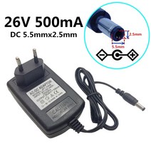 26 v 500ma 0.5a 범용 전원 공급 장치 벽 어댑터 ac 110 v 220 v dc 26 볼트 변환기 5.5mm 2.5mm euusukau 플러그 어댑터