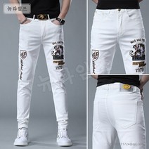 남자 청바지 남 얇은 패션 자수 스판 슬림 일자 캐주얼 팬츠 뉴타임즈 B693K491