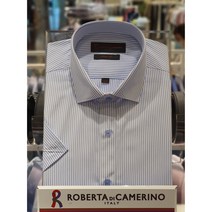 5F [신사] 로베르따 남성셔츠 반팔 폴리 링클프리 스카이블루 스트라이프 슬림핏셔츠 RM23542