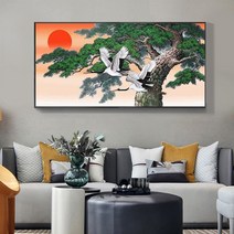 일출 풍경 보석십자수 건강 장수 기원 소나무 백년해로 학 비즈 그림 도안 큐빅 압정 아트 부모님 선물, 50x80cm