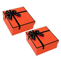 루루홈 주황색 리본 선물 포장 박스, 선물 포장 박스 2호 2개