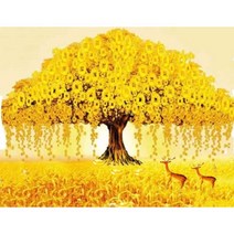 JISAN 보석십자수 캔버스형 세트 50x40cm JB02, 황금나무, 1개