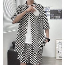 비치웨어 여행옷 남반바지 반팔 체크셔츠 셋업 발리 다낭 해변 바캉스