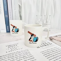 홈카페 머그컵 위드커피 일러스트 커피머신 머그잔 물컵, 9온스