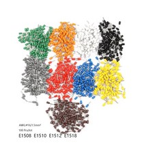 터미널압착기 케이블 유압 100pcs e1508 e1510 e1512 e1518 절연 페룰 터미널 블록 코드 엔드 와이어 커넥터 1.5mm2 16 awg 용 크림프 터미네이터, 검은색