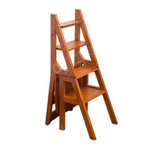 스텝 접이식 스툴 원목 보조의자 간이 이케아 다용도 4단 사다리 미니 랙, 월넛