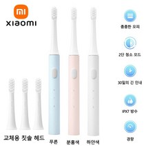 Xiaomi-미지아 T100 음파 전동 칫솔 Mi 스마트 칫솔 다채로운 USB 충전식 IPX7 방수 칫솔 헤드, 파란색과 3 헤드