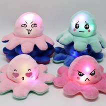 엔템 문어인형 애착 양면문어 인형, 반전문어(블랙/그레이)