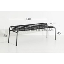 블랙 야외 루프탑 호텔 테라스 카페 테이블 의자 세트, 벤치 140x45x50