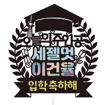 비비드레인 졸업식 선물 꽃다발 장식 케이크토퍼, 1개, 05-졸업/입학축하해(블루)세젤멋
