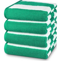 Utopia Towels 카바나 스트라이프 비치 타월 4팩 76.2 x 152.4cm30 60인치 오버사이즈 100% 링 스펀 면 수영장 흡수력이 빠른 건조 목욕 욕실용 및 수영, Green_Pack of 4, Green